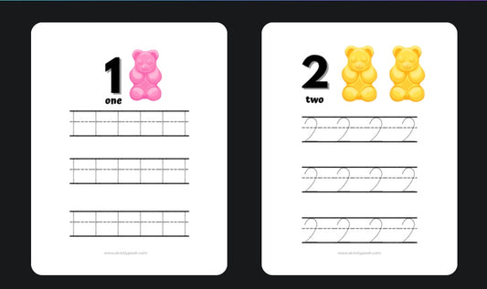 Tracing Sheets - Numbers, Colors & Shapes (Printable)